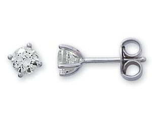 Boucles d'oreilles Clous Or Blanc 18k Diamant 0.1ct GH P1P2