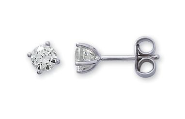 Boucles d'oreilles Clous Or Blanc 18k Diamant 0.1ct GH P1P2