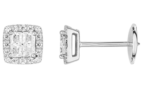 Boucles d'oreilles Clous Or Blanc 18k Diamant 0.58ct GH SI