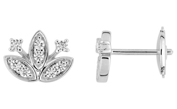 Boucles d'oreilles Clous Or Blanc 18k Diamant 0.22ct GH SI