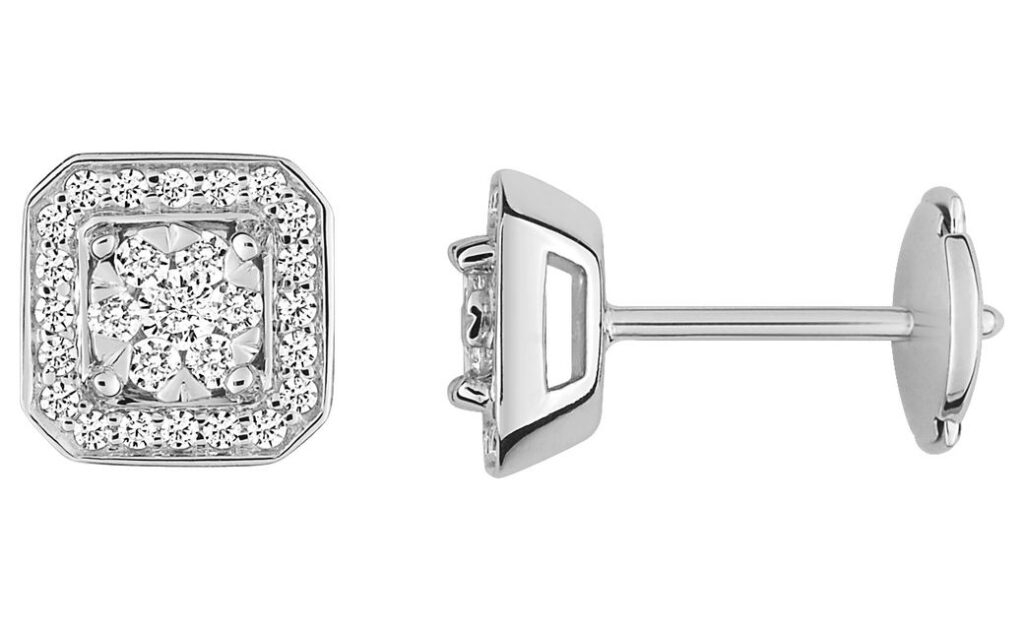 Boucles d'oreilles Clous Or Blanc 18k Diamant 0.36ct GH SI