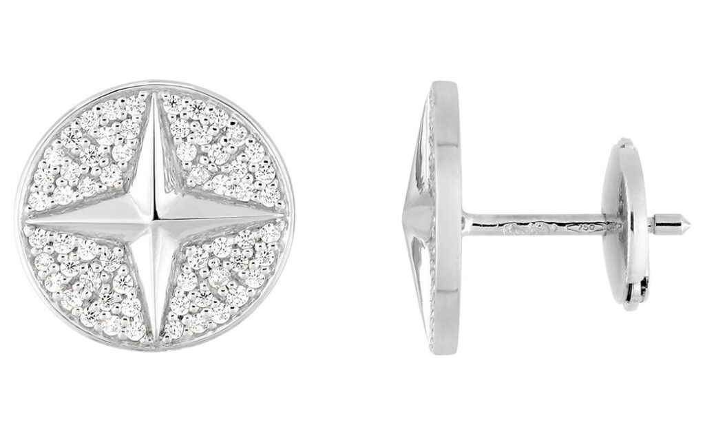 Boucles d'oreilles Clous Or Blanc 18k Diamant 0.38ct GH SI