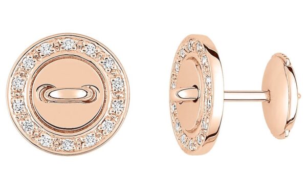 Boucles d'oreilles Clous Or Rose 18k Diamant 0.08ct GH SI