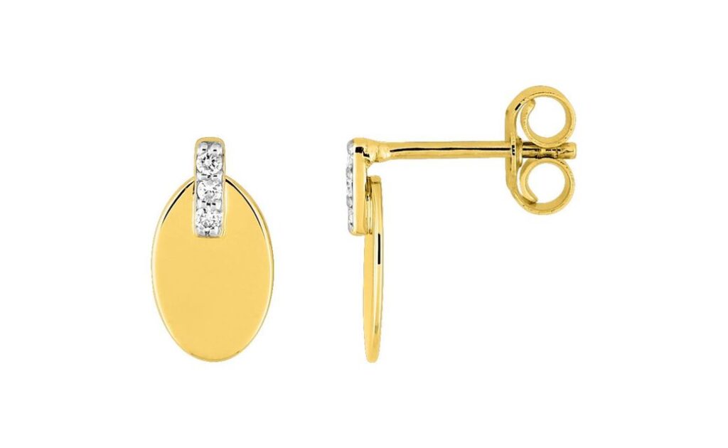 Boucles d'oreilles Clous Or 18k Rhodié Diamant 0.03ct GH P1