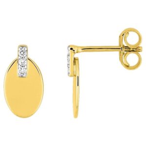 Boucles d'oreilles Clous Or 18k Rhodié Diamant 0.03ct GH P1