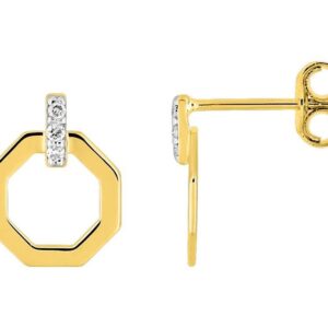 Boucles d'oreilles Clous Or 18k Rhodié Diamant 0.03ct GH P1