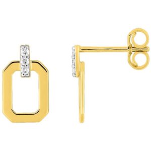 Boucles d'oreilles Clous Or 18k Rhodié Diamant 0.03ct GH P1