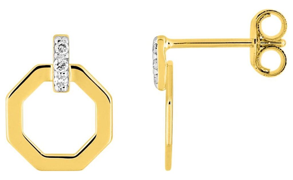 Boucles d'oreilles Clous Or Rhodié Diamant GH P2