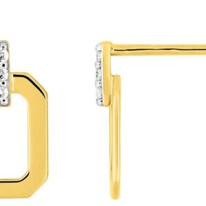 Boucles d'oreilles Clous Or Rhodié Diamant 0.03ct GH P2