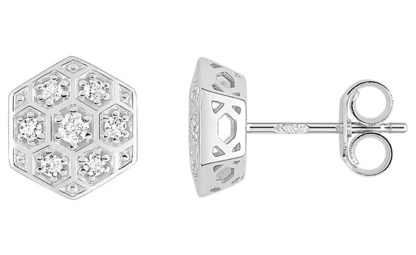 Boucles d'oreilles Clous Or Blanc 18k Diamant 0.14ct GH P1P2