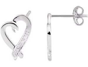 Boucles d'oreilles Clous Or Blanc 18k Diamant 0.01ct GH P1P2