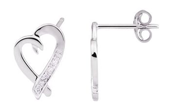 Boucles d'oreilles Clous Or Blanc 18k Diamant 0.01ct GH P1P2