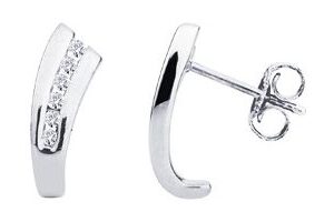 Boucles d'oreilles Clous Or Blanc 18k Diamant 0.1ct GH P1P2