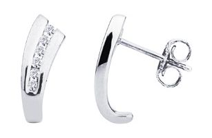 Boucles d'oreilles Clous Or Blanc 18k Diamant 0.1ct GH P1P2