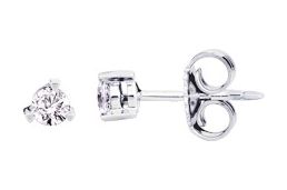 Boucles d'oreilles Clous Or Blanc 18k Diamant 0.12ct GH P1P2