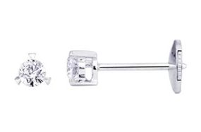 Boucles d'oreilles Clous Or Blanc 18k Diamant 0.2ct GH P1P2