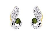 Boucles d'oreilles Clous Or Rhodié Diamant 0.01ct Emeraude