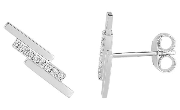 Boucles d'oreilles Clous Or Blanc Diamant 0.06ct GH P2P3