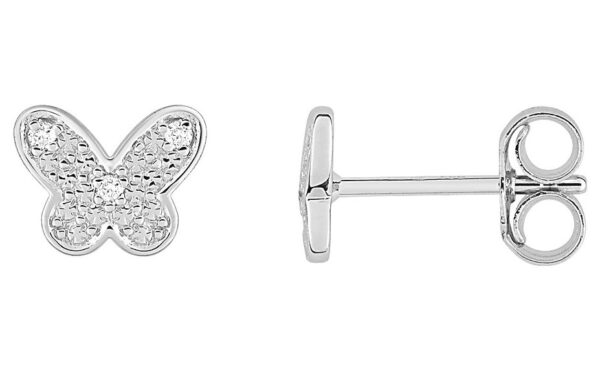 Boucles d'oreilles Clous Or Blanc Diamant 0.02ct GH P1P2