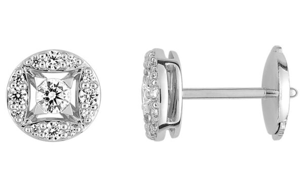 Boucles d'oreilles Clous Or Blanc 18k Diamant 0.27ct GH SI