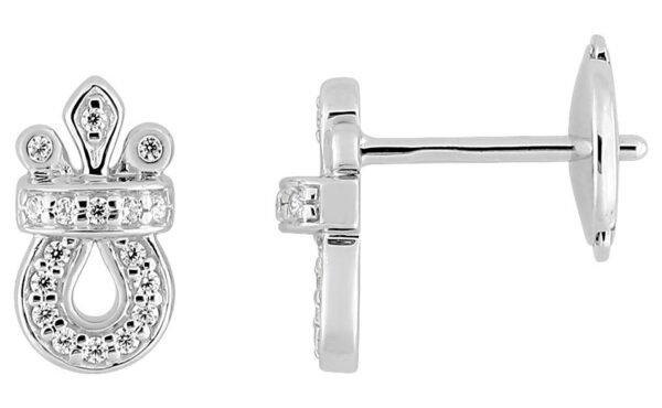 Boucles d'oreilles Clous Or Blanc 18k Diamant 0.1ct GH SI