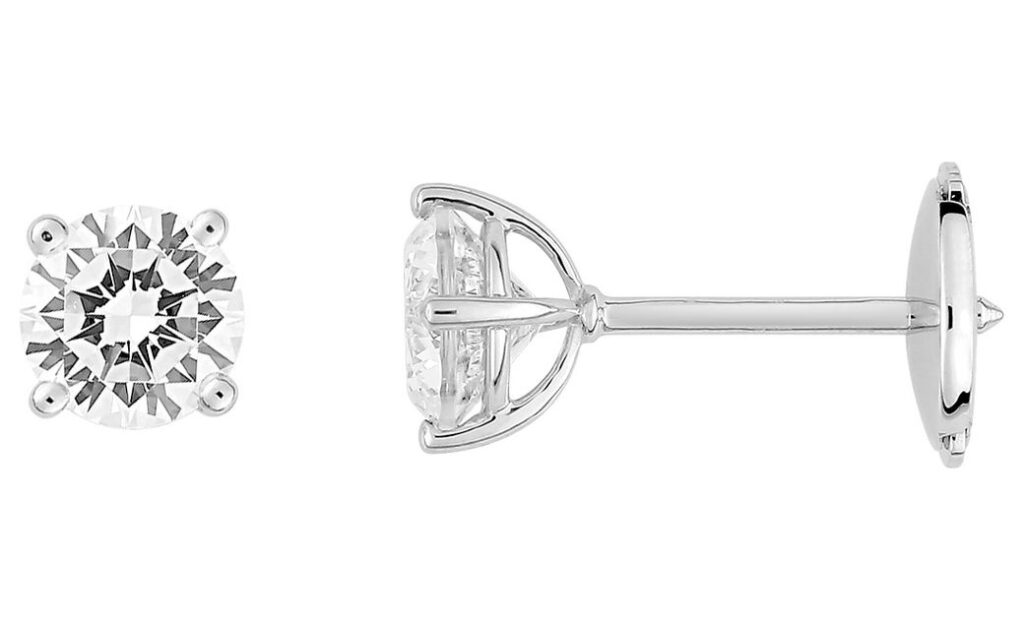 Boucles d'oreilles Clous Or Blanc 18k Diamant 1ct G VS