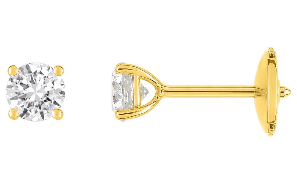 Boucles d'oreilles Clous Or 18k Diamant 1ct G VS