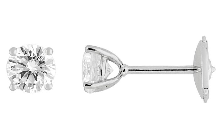 Boucles d'oreilles Clous Or Blanc 18k Diamant 1.4ct G SI