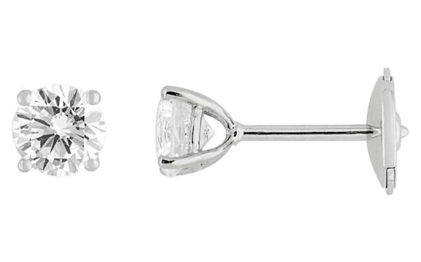 Boucles d'oreilles Clous Or Blanc 18k Diamant 1.4ct G VS