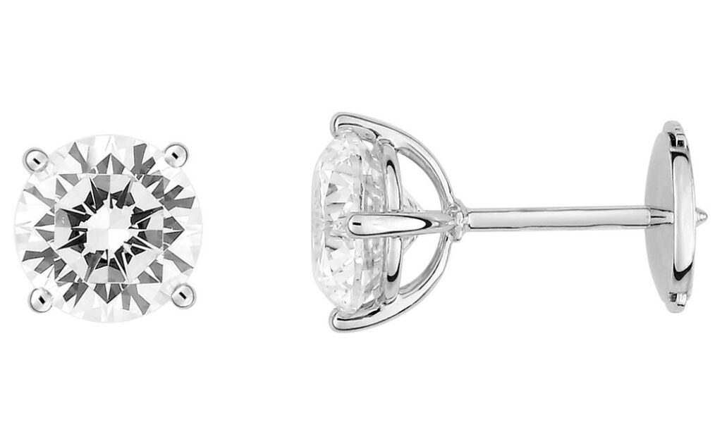 Boucles d'oreilles Clous Or Blanc 18k Diamant 2ct G VS