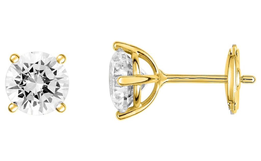 Boucles d'oreilles Clous Or 18k Diamant 2ct G VS