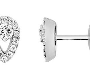 Boucles d'oreilles Clous Or Blanc 18k Diamant 0.28ct GH SI