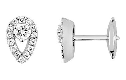 Boucles d'oreilles Clous Or Blanc 18k Diamant 0.28ct GH SI