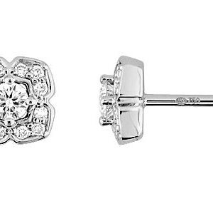 Boucles d'oreilles Clous Or Blanc 18k Diamant 0.24ct GH SI