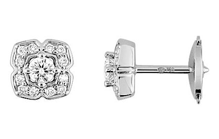 Boucles d'oreilles Clous Or Blanc 18k Diamant 0.24ct GH SI