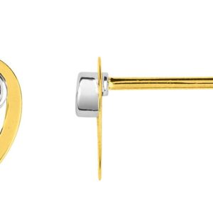 Boucles d'oreilles Clous Or Jaune et Blanc 18k Diamant 0.01ct