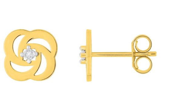 Boucles d'oreilles Clous Or Jaune et Blanc 18k Diamant