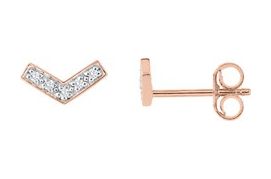 Boucles d'oreilles Clous Or Rose et Blanc 18k Diamant 0.04ct