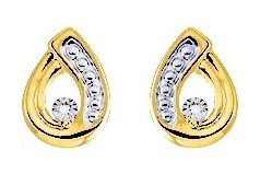 Boucles d'oreilles Clous Or Jaune et Blanc Rhodié Diamant GH P2