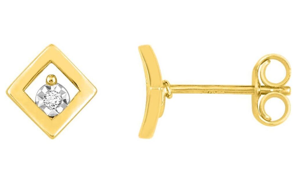 Boucles d'oreilles Clous Or Jaune et Blanc Diamant GH P2