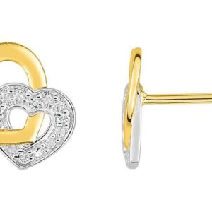 Boucles d'oreilles Clous Or Rhodié Diamant 0.02ct GH P2