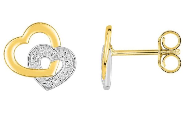 Boucles d'oreilles Clous Or Rhodié Diamant 0.02ct GH P2