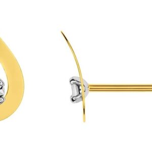 Boucles d'oreilles Clous Or Jaune et Blanc Diamant 0.02ct GH P2