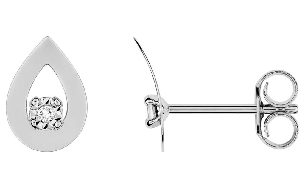 Boucles d'oreilles Clous Or Blanc Diamant 0.02ct GH P2