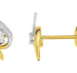 Boucles d'oreilles Clous Or Rhodié Diamant 0.01ct GH P2