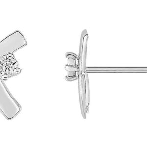 Boucles d'oreilles Clous Or Blanc Diamant 0.01ct GH P2