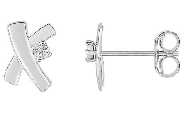 Boucles d'oreilles Clous Or Blanc Diamant 0.01ct GH P2