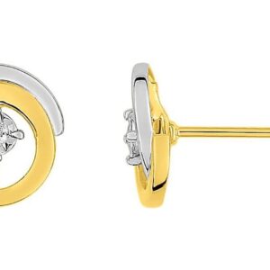 Boucles d'oreilles Clous Or Rhodié Diamant 0.02ct GH P2