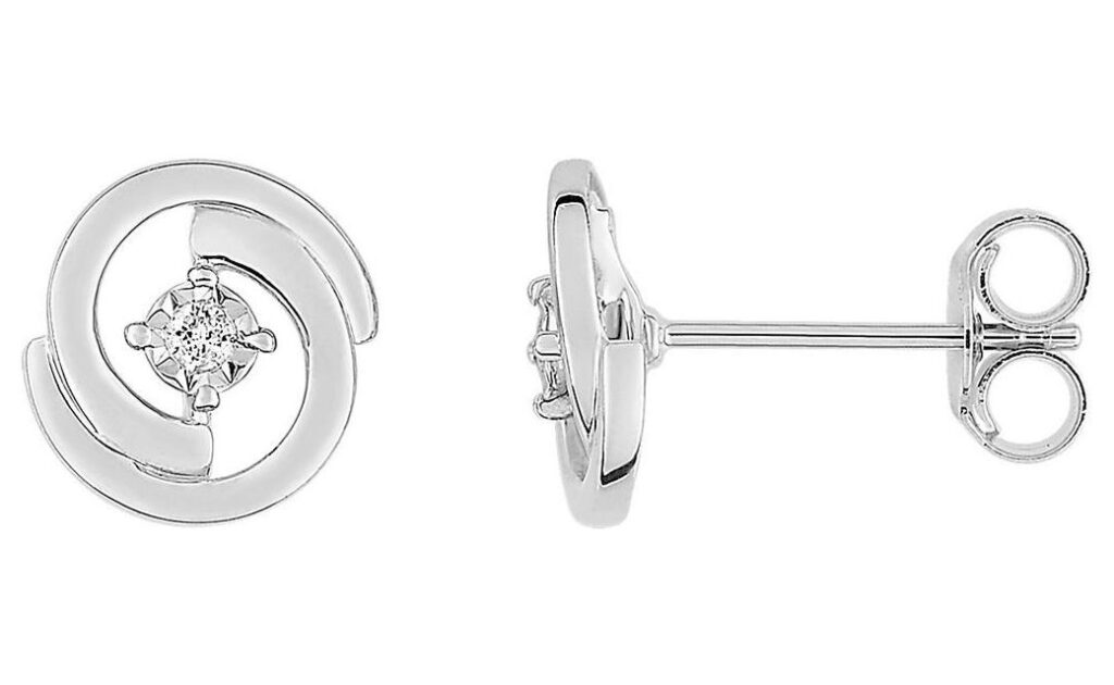 Boucles d'oreilles Clous Or Blanc Diamant 0.02ct GH P2