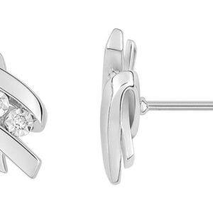 Boucles d'oreilles Clous Or Blanc Diamant 0.02ct GH P2